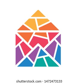colorful geometric envelope icon- vector illustration