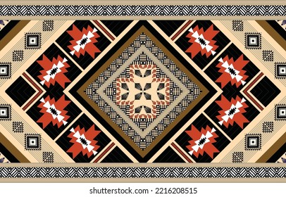 Colorful geometric ethnic oriental pattern, western style. seamless pattern. Design for fabric, curtain, background, sarong, wallpaper, clothing, wrapping, Batik, tile. Vector illustration pattern.