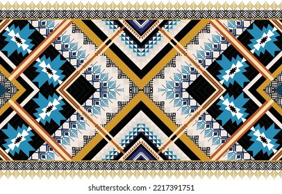 Patrón étnico geométrico colorido. oriental, occidental, azteca, tribal tradicional. patrón impecable. tela, azulejos, fondo, alfombra, papel pintado, ropa, sarong, envoltura, batik, tela,Vector patrón.