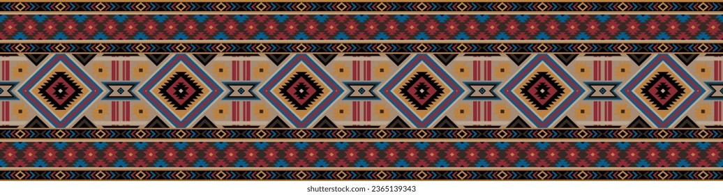 Colorful geometric ethnic pattern. Oriental, western, aztec, tribal traditional. seamless pattern. fabric, tile, background, carpet, wallpaper, clothing, sarong,wrapping, Batik, fabric,Vector pattern.