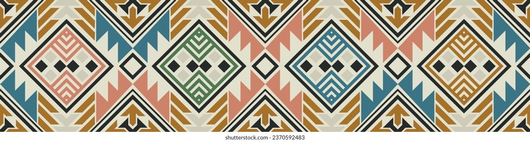 Colorful geometric ethnic pattern. Oriental, western, aztec, tribal traditional. seamless pattern. fabric, tile, background, carpet, wallpaper, clothing, sarong,wrapping, Batik, fabric,Vector pattern.