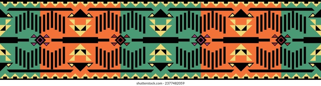 Colorful geometric ethnic pattern. Oriental, western, aztec, tribal traditional. seamless pattern. fabric, tile, background, carpet, wallpaper, clothing, sarong,wrapping, Batik, fabric,Vector pattern.