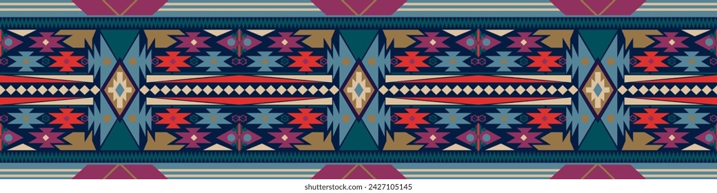 Colorful geometric ethnic pattern. Oriental, western, aztec, tribal traditional. seamless pattern. fabric, tile, background, carpet, wallpaper, clothing, sarong,wrapping, Batik, fabric,Vector pattern.