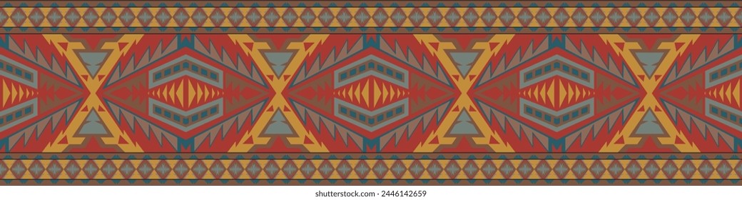 Colorful geometric ethnic pattern. Oriental, western, aztec, tribal traditional. seamless pattern. fabric, tile, background, carpet, wallpaper, clothing, sarong,wrapping, Batik, fabric,Vector pattern