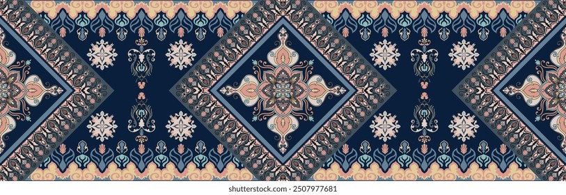 Patrón étnico geométrico colorido. Oriental, occidental, azteca, tribal tradicional. patrón sin costuras. tela, azulejo, fondo, alfombra, Fondo de pantalla, ropa, sarong, envoltura, Batik, tela, patrón de Vector
