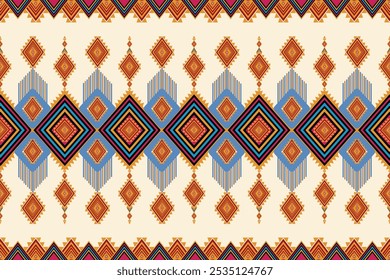Colorful geometric ethnic pattern. Oriental, western, aztec, tribal traditional. seamless pattern. fabric, tile, background, carpet, wallpaper, clothing, sarong,wrapping, Batik, fabric,Vector pattern.