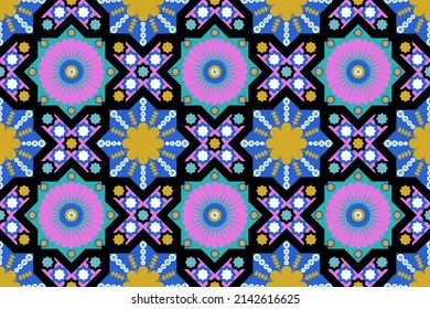 Colorful geometric ethnic seamless design for background, textile, home decoration and art printing texture.