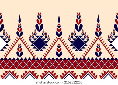 Colorful geometric ethnic seamless pattern design for wallpaper, background, fabric, curtain, carpet, clothing, and wrapping, vector illustration.