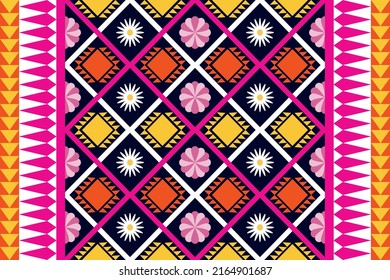 Colorful geometric ethnic seamless pattern design for wallpaper, background, fabric, curtain, carpet, clothing, and wrapping vector illustration.