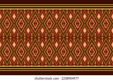 Colorful geometric ethnic seamless pattern design for wallpaper, background, fabric, curtain, carpet, clothing, and wrapping.