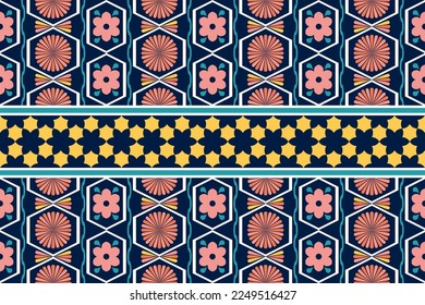 Patrón geométrico y colorido sin costura diseñado para el fondo, papel pintado, ropa tradicional, alfombra, cortina y decoración casera.