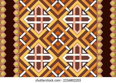 Colorful geometric ethnic seamless pattern designed for background, wallpaper, traditional clothing, carpet, curtain, and home decoration.