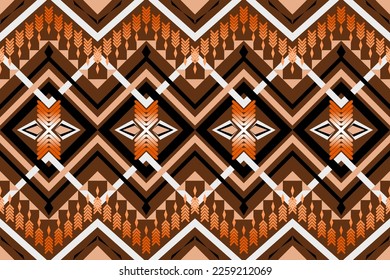 Colorful geometric ethnic seamless pattern designed for background, wallpaper, traditional clothing, carpet, curtain, and home decoration.