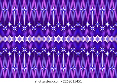 Colorful geometric ethnic seamless pattern design for wallpaper, background, fabric, curtain, carpet, clothing, and wrapping.
