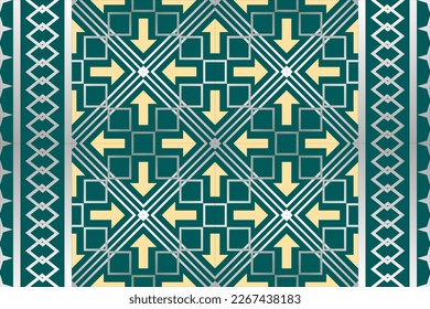 Colorful geometric ethnic seamless pattern design for wallpaper, background, fabric, curtain, carpet, clothing, and wrapping.
