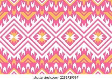Colorful geometric ethnic seamless pattern designed for background, wallpaper, traditional clothing, carpet, curtain, and home decoration.