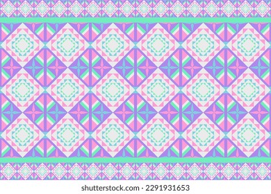 Colorful geometric ethnic seamless pattern designed for background, wallpaper, traditional clothing, carpet, curtain, and home decoration.