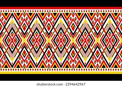 Patrón geométrico y colorido sin costura diseñado para el fondo, papel pintado, ropa tradicional, alfombra, cortina y decoración casera.