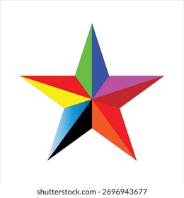 Diseño geométrico colorido del logotipo de la estrella de cinco puntas en 