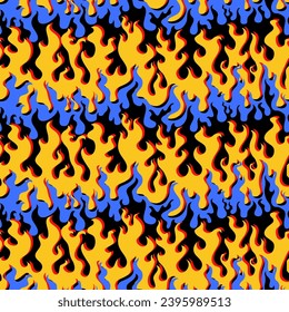 Colorful geometric flame. Seamless pattern
