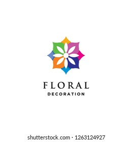 colorful geometric floral leaf pattern logo icon vector inspiration