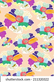Colorful geometric floral pattern.