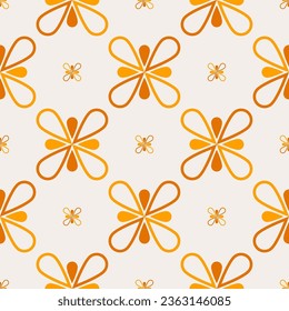 Patrón floral geométrico colorido. Forma floral de color geométrico vectorial estilo retro sin fisuras. Patrón geométrico floral utilizado para tejidos, textiles, elementos de decoración del hogar, tapicería, envoltura
