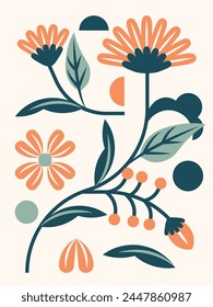 Colorful Geometric Flower Botanical Flat Illustration Decoration