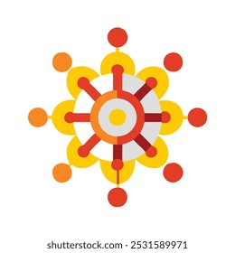 Design de Flor Geométrico Colorido - Símbolo Abstrato com Círculos e Formas