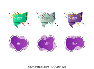 Colorful geometric forms with lettering. Dynamical colored forms and line. Gradient banners with abstract shapes. Template for the design of logo, leaflet or presentation. Vector illustration