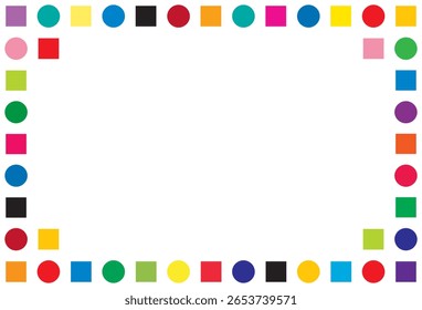 Marco geométrico colorido con el cuadrado y el círculo en el fondo blanco, Ilustración vectorial