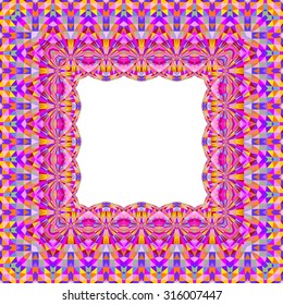 Colorful geometric frame, vector illustration. Pink, Yellow, blue colors. 