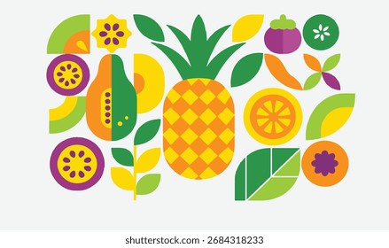 Colorful Geometric Fruit Pattern Illustration