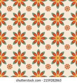 Colorful Geometric Groovy flowers seamless pattern vector illustration, hippie aesthetic floral ,Design for fashion , fabric, textile, wallpaper , wrapping and all prints 
