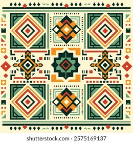 
colorful geometric and It has a mix of various shapes.
