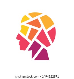 colorful geometric head icon- vector illustration