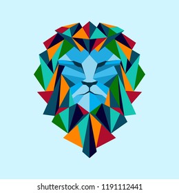 Colorful Geometric Head Lion