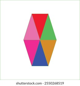 Colorful Geometric Hexagon one pice.