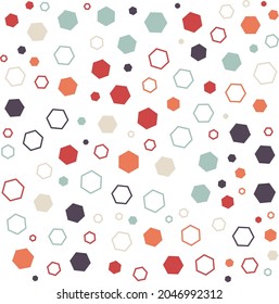 Colorful geometric hexagons background. Abstract pattern background. Shapes pattern. Colorful wrapping paper.