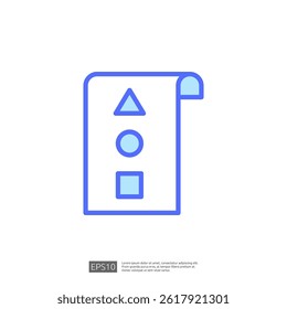 Colorful Geometric Home Renovation Icon Featuring Basic Shapes on a Roll for Interior Design and Creative Improvement Projects