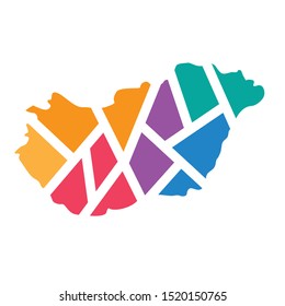 colorful geometric Hungary map- vector illustration