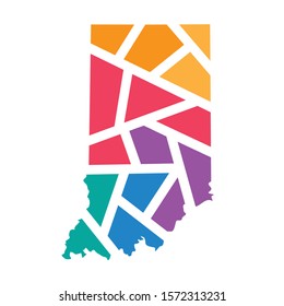 colorful geometric Indiana map - vector illustration