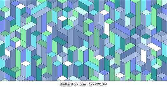 Colorful geometric isometric background. Vector illustration