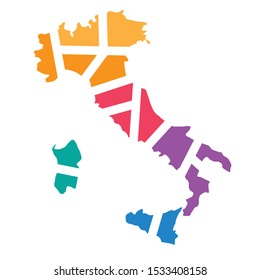colorful geometric Italy map - vector illustration