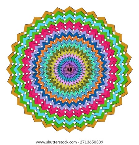 A colorful, geometric kaleidoscope pattern creates a captivating and symmetrical circular visual.