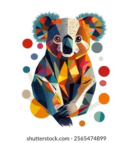 Colorful Geometric Koala Illustration.
Abstract Polygonal Art of a Koala. Creative Koala Illustration with Abstract Shapes