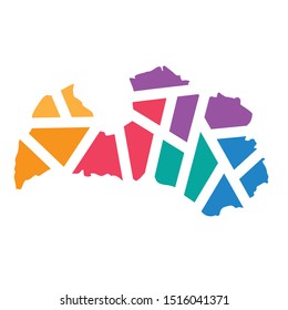 colorful geometric Latvia map- vector illustration