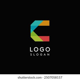 Colorful geometric letter C with overlapping shapes, modern vibrant logo design for tech company, creative agency, architecture design studio, startup looking bold brand identity. Vector illustration