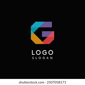 Colorful geometric letter G with overlapping shapes, modern vibrant logo design for tech company, creative agency, architecture design studio, startup looking bold brand identity. Vector illustration