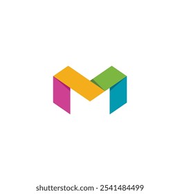 Colorful Geometric Letter M Logo design vector template